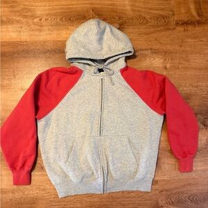 PacSun Gray & Red Zip-Up Hoodie